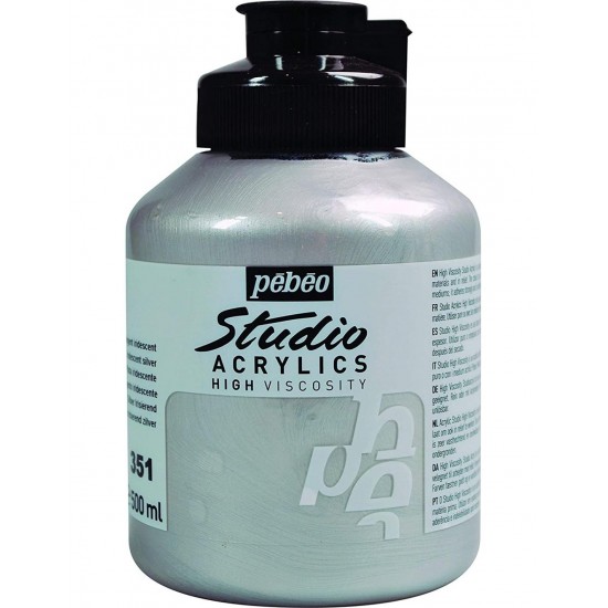 Silver 500ml Acrylic High Viscosity Paints Studio Pebeo French